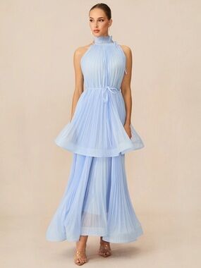 Sunfere Ivanna Sleeveless Pleated Maxi Dress NWT